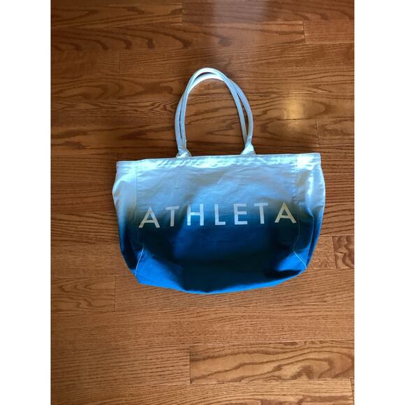 Athleta Blue Ombre Large Canvas Tote Bag 19x6x12 - Picture 1 of 2
